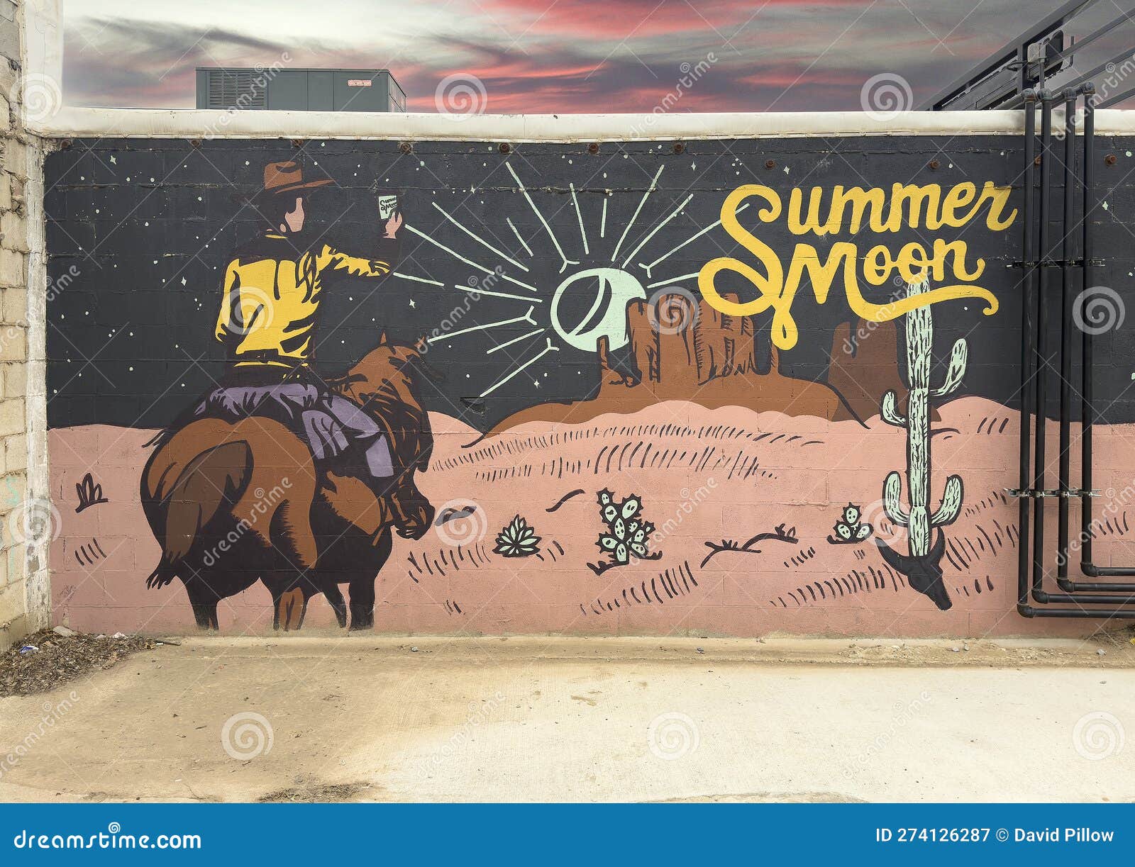 Mural on an Outside Wall of Summer Moon Coffee Shop in Downtown Edmond