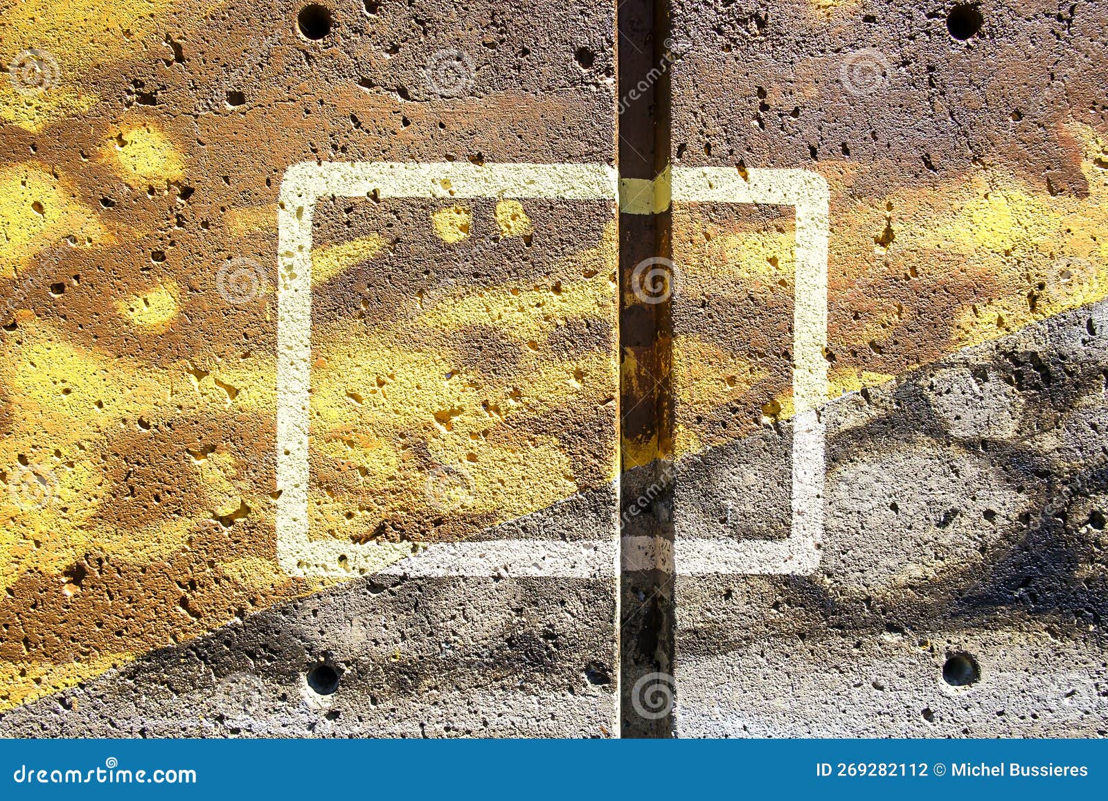 mural with rectangle on concrete on the wall in the pointe claire village montreal qc