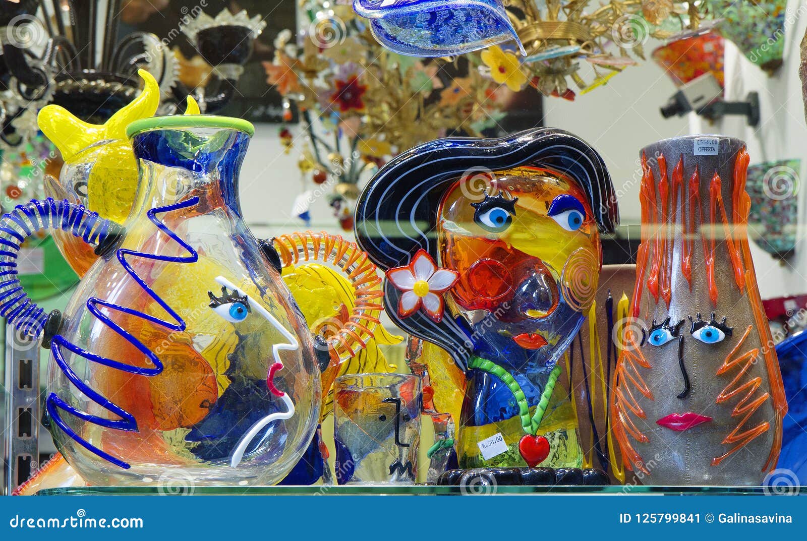 Venice, Italy, Murano Venetian Glass. Stock Image - Image of sale, design:  125799841