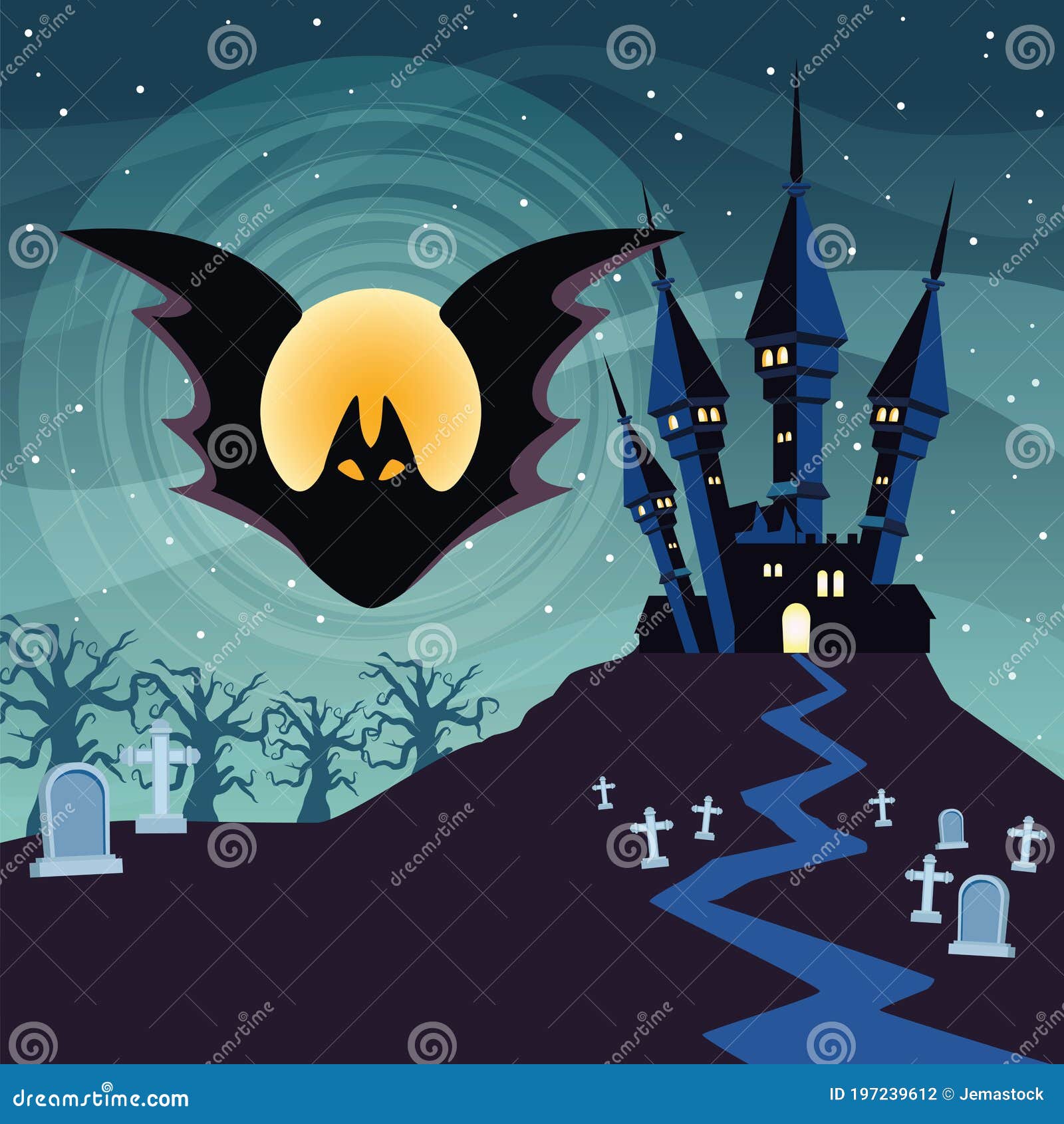 Murciélago De Halloween Volando Y Castillo Embrujado Ilustración del Vector - Ilustración de historieta, aislado: 197239612 Murciélago De Halloween Volando Y Castillo Embrujado Ilustración del Vector - Ilustración de historieta, aislado: 197239612