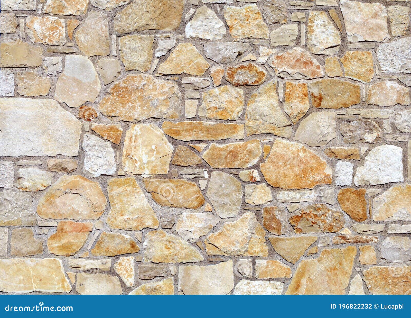 Muro De Pedra Branca E Laranja, Feito De Rochas Naturais Planas Grandes.  Foto de Stock - Imagem de sunlight, rocha: 196822232