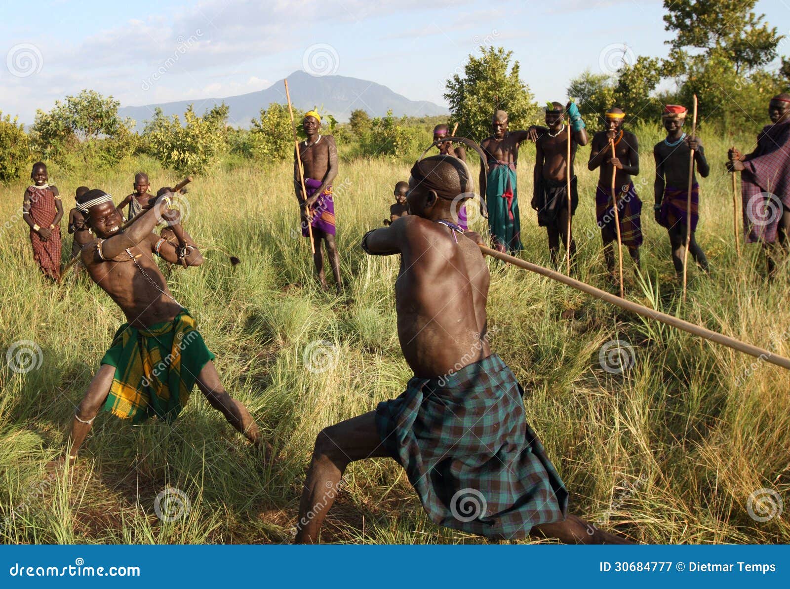 Tribal Donga Stick Fight in Omo River Valley, Ethiopia