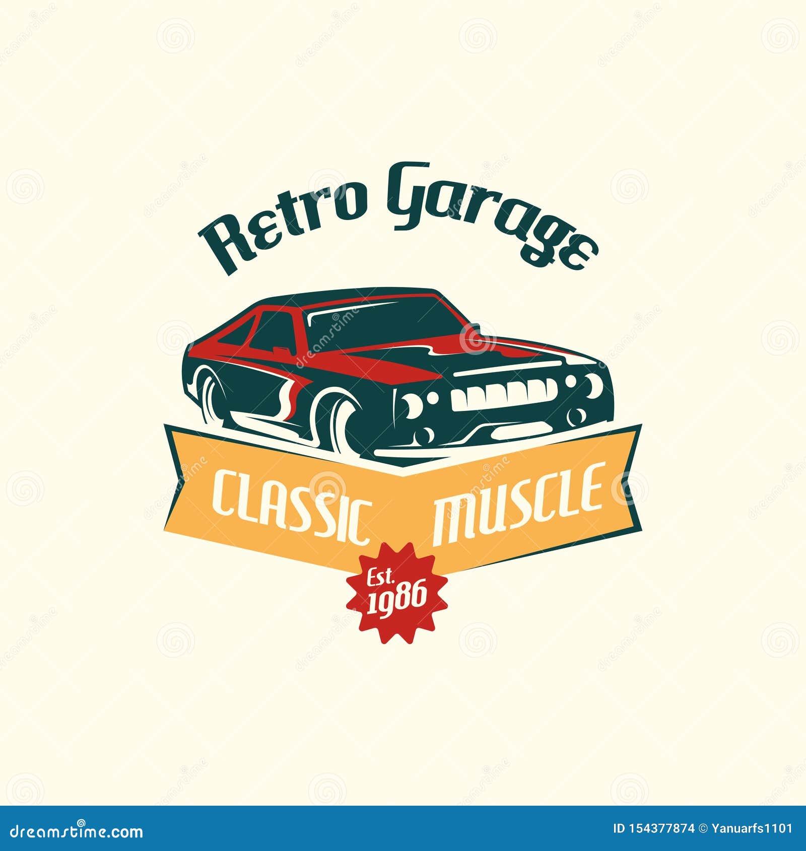 Muscle Car Logo Template in Retro Style. Retro Car Logo Vector Stock ...