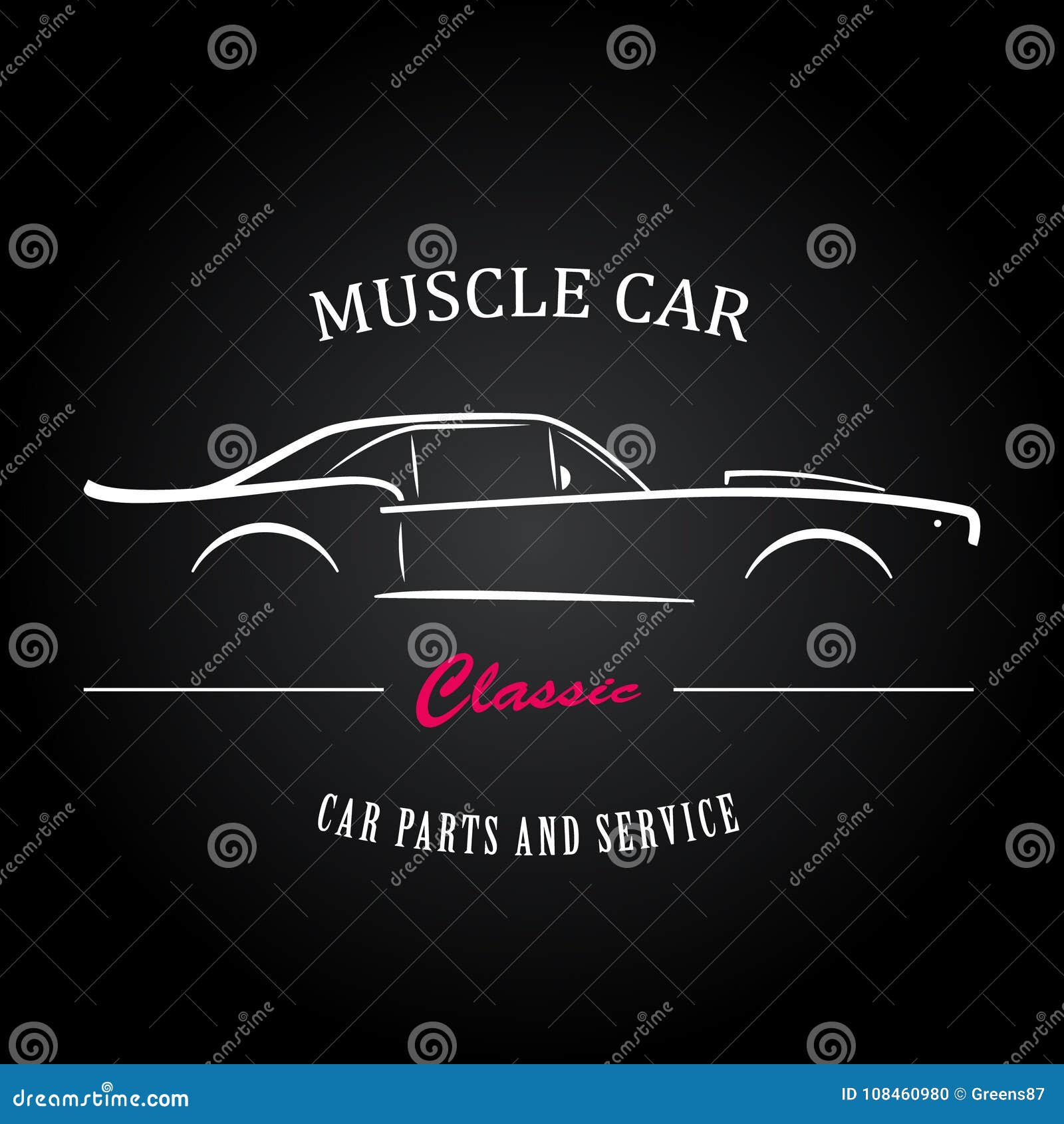 muscle car silhouette. american classic sports car outlines.