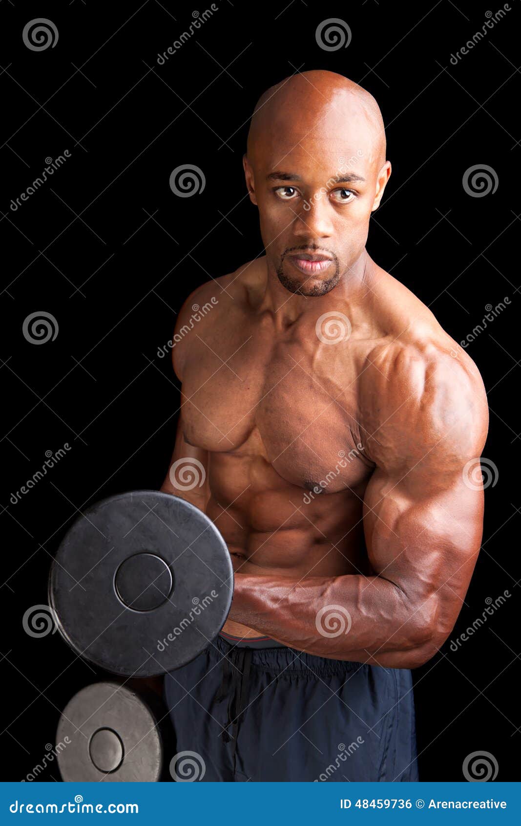 Muscle Man Bicep Curls stock photo. Image of huge, lifting - 48459736