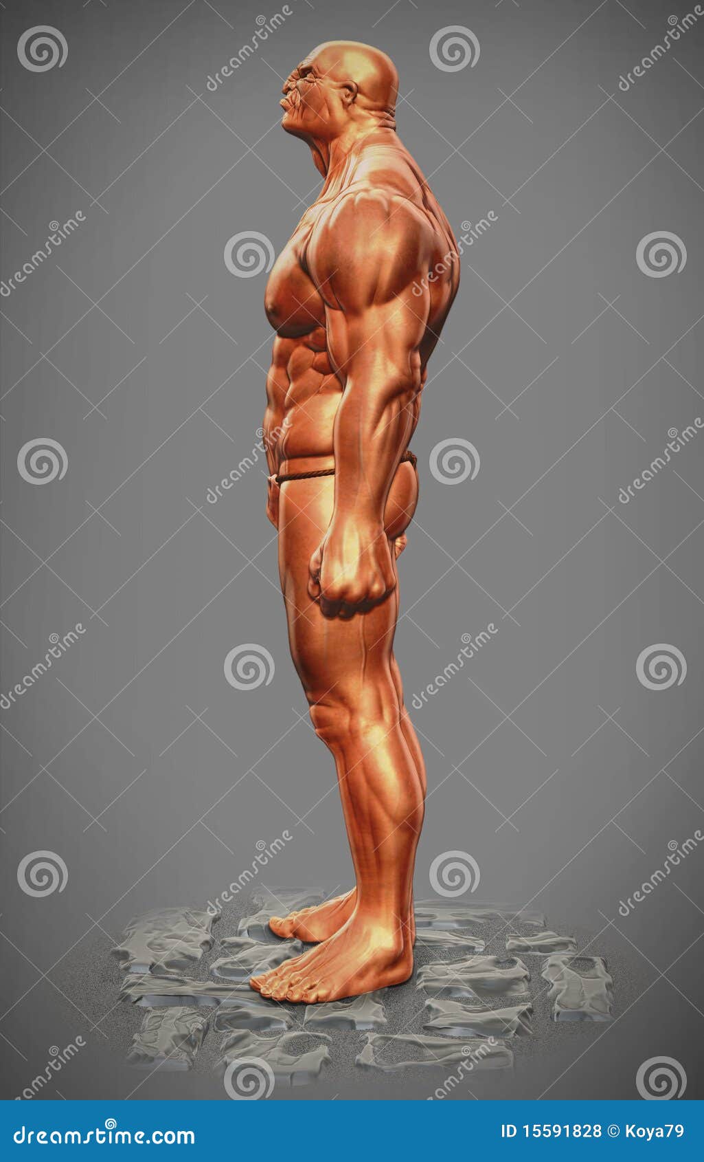 Muscle Man Figure Side View Stock Illustration Illustration of major