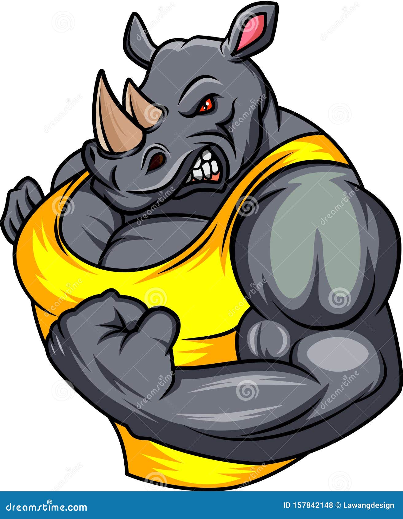 Muscle rhino cartoon stock vector. Illustration of strength - 157842148