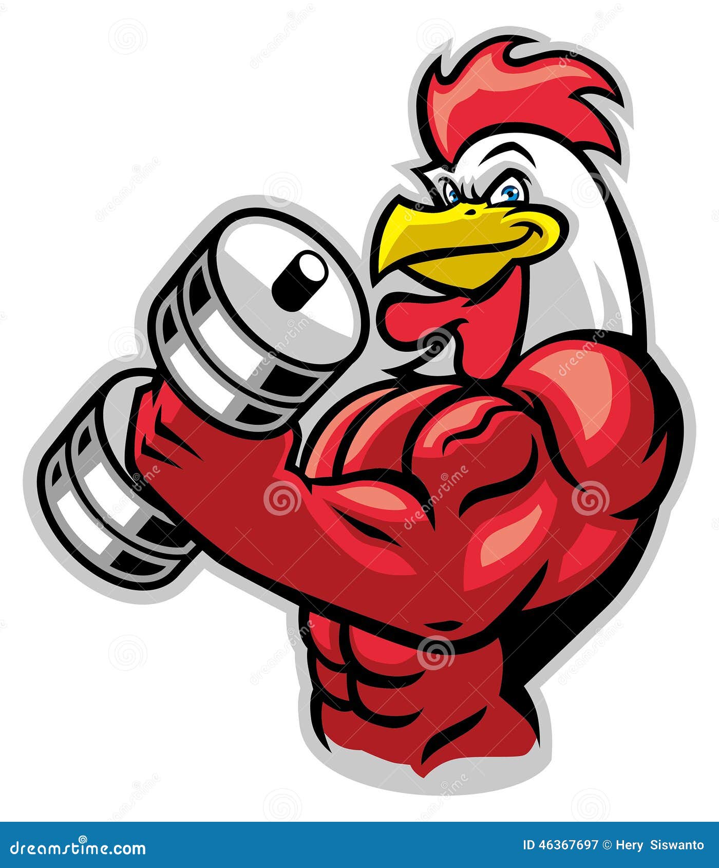 SEARCH AND BUY THIS PRODUCT Muscle Rooster Holding The Barbell Stock Vector - Image