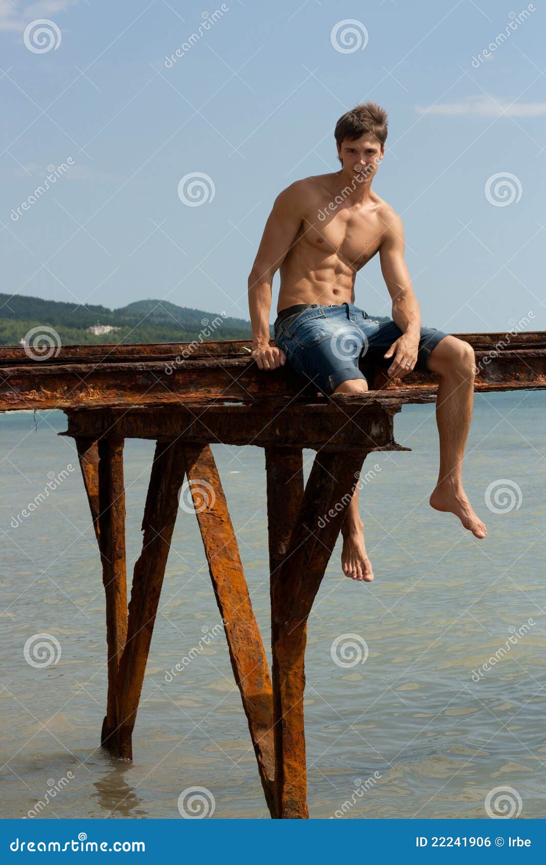 Muscles boy near the sea stock photo. Image of rust, beem 22241906