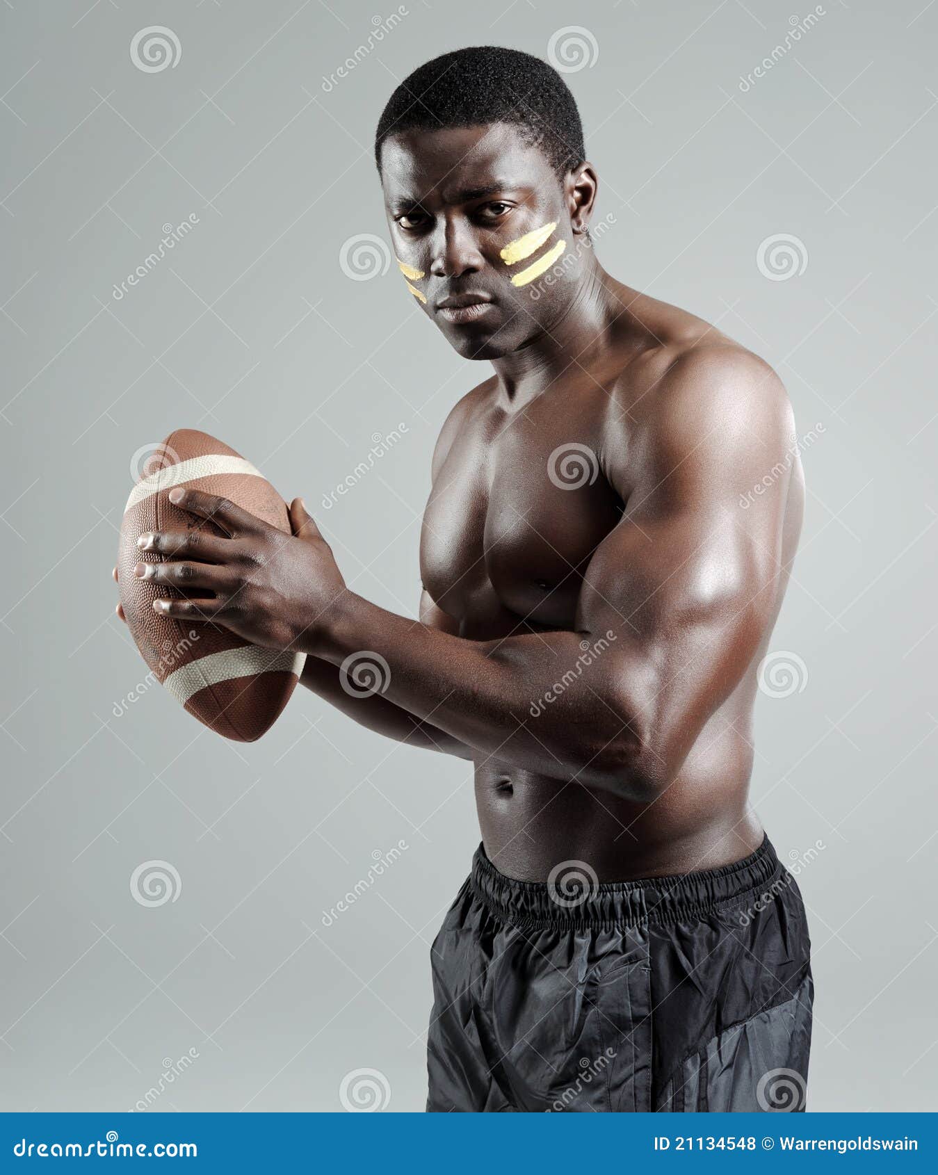 Muscular American Football Player Stock Photo - Image of portrait
