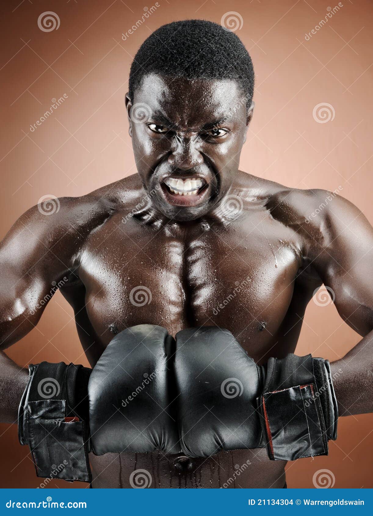Muscular Boxer with Intense Emotion Stock Photo Image of macho, boxer