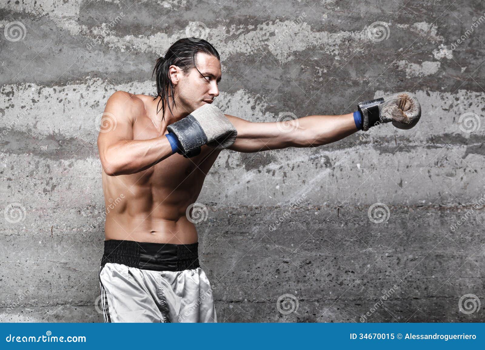 Muscular Boxer Man Punching Stock Image Image of muscular, male 34670015