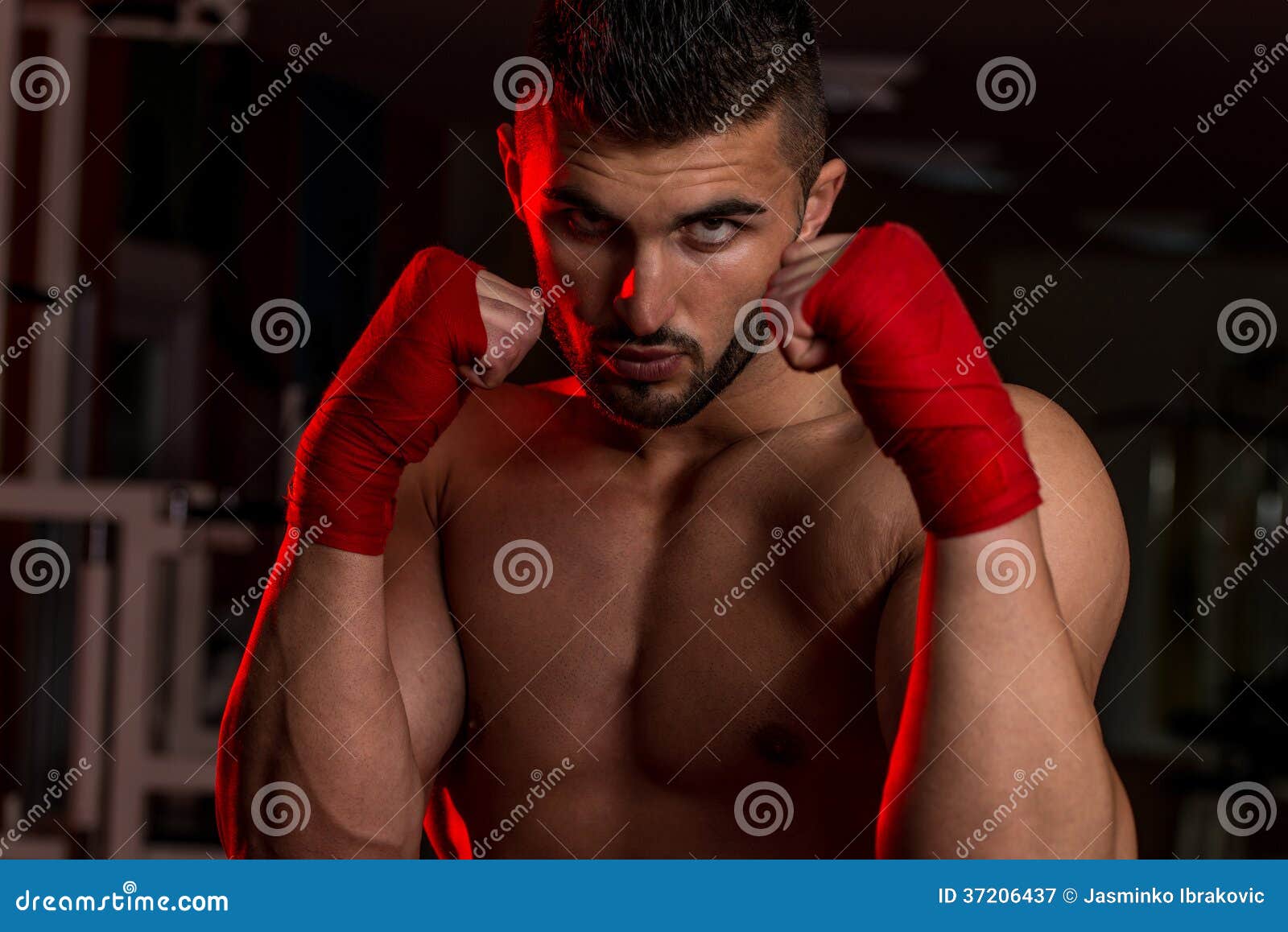 Muscular Boxer MMA Fighter Practice His Skills Stock Image Image of