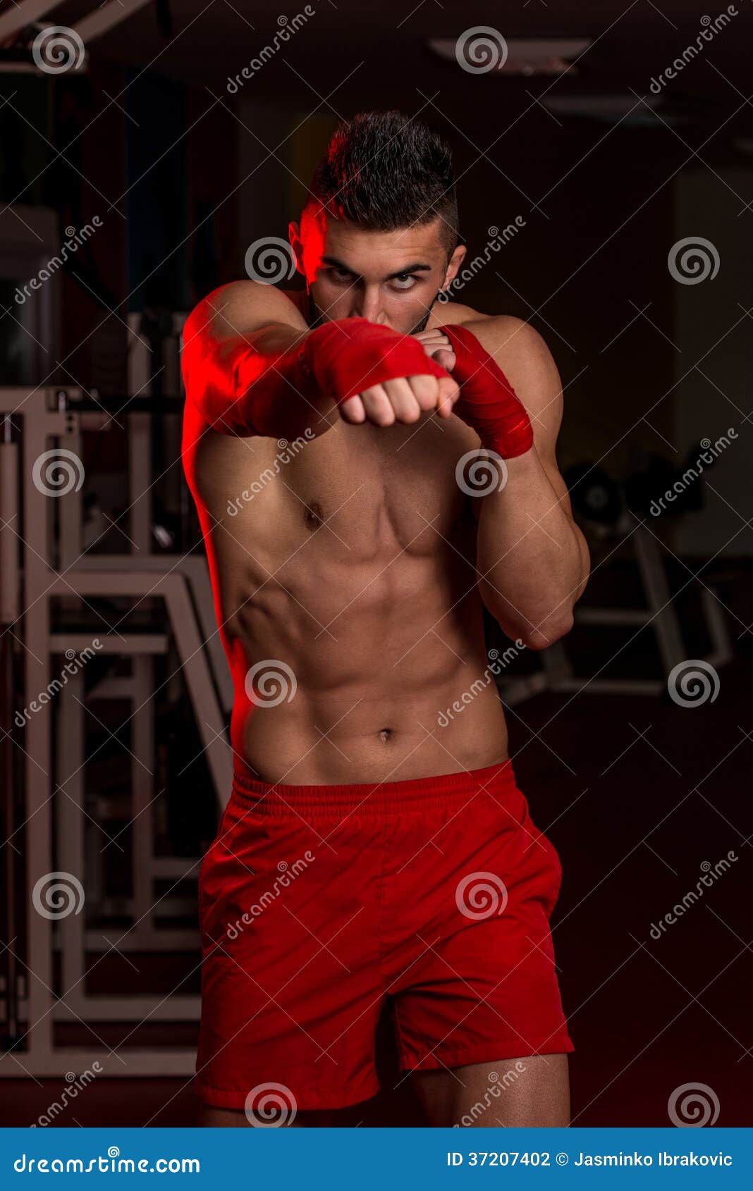 Muscular Boxer MMA Fighter Practice His Skills Stock Photo Image of
