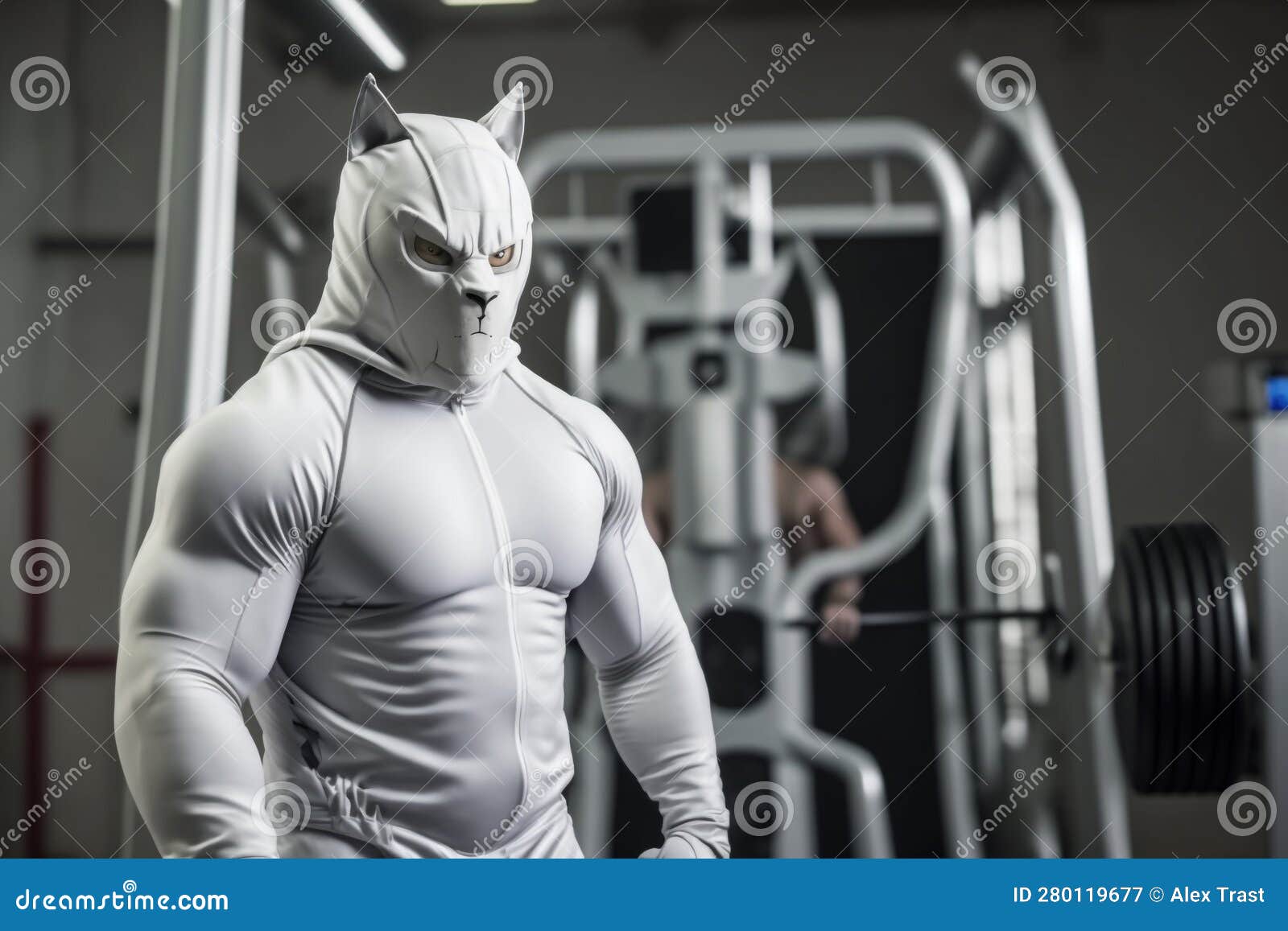 Muscular Cat in the Gym. AI Generated Stock Illustration Illustration
