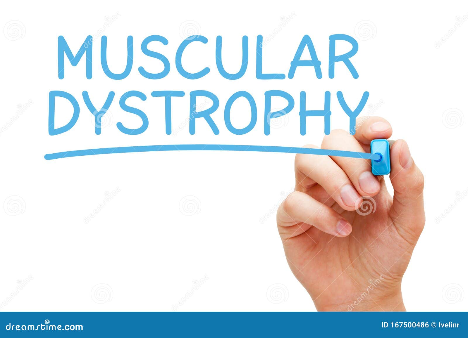 muscular dystrophy handwritten with blue marker