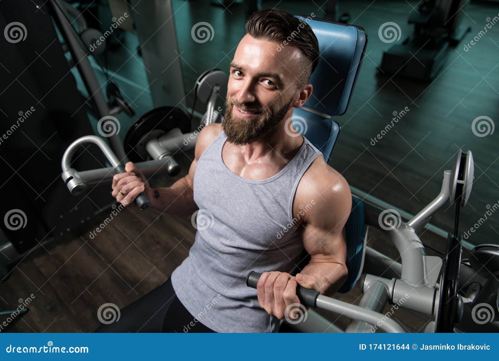 Man Exercising Biceps in the Gym Stock Photo - Image of caucasian ...