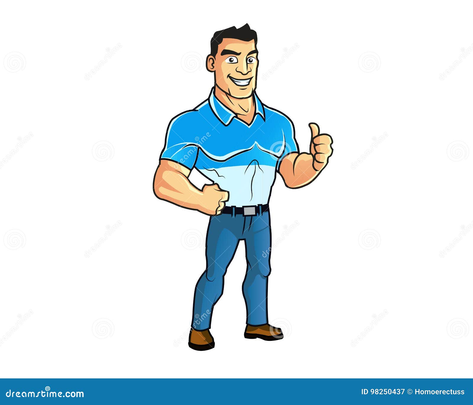 muscular guy showing thumb up cartoon