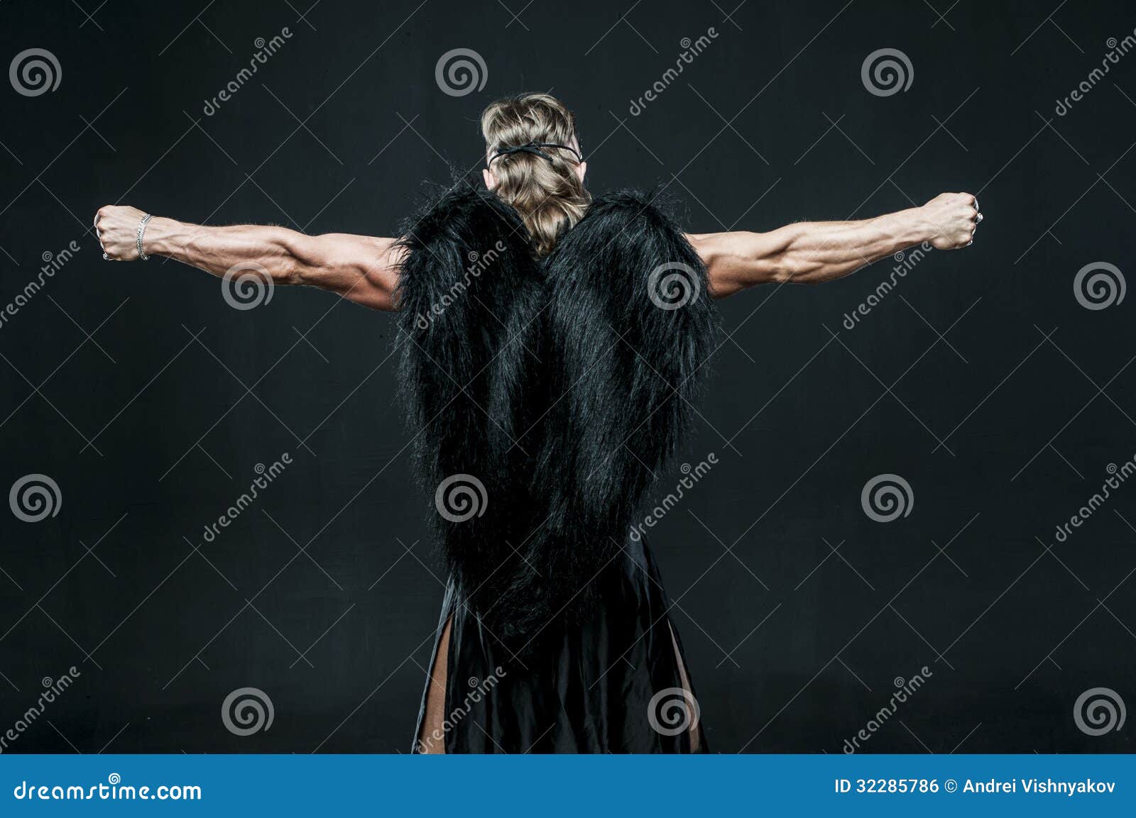 Muscular Man with Black Wings Stock Photo Image of angel, wings 32285786