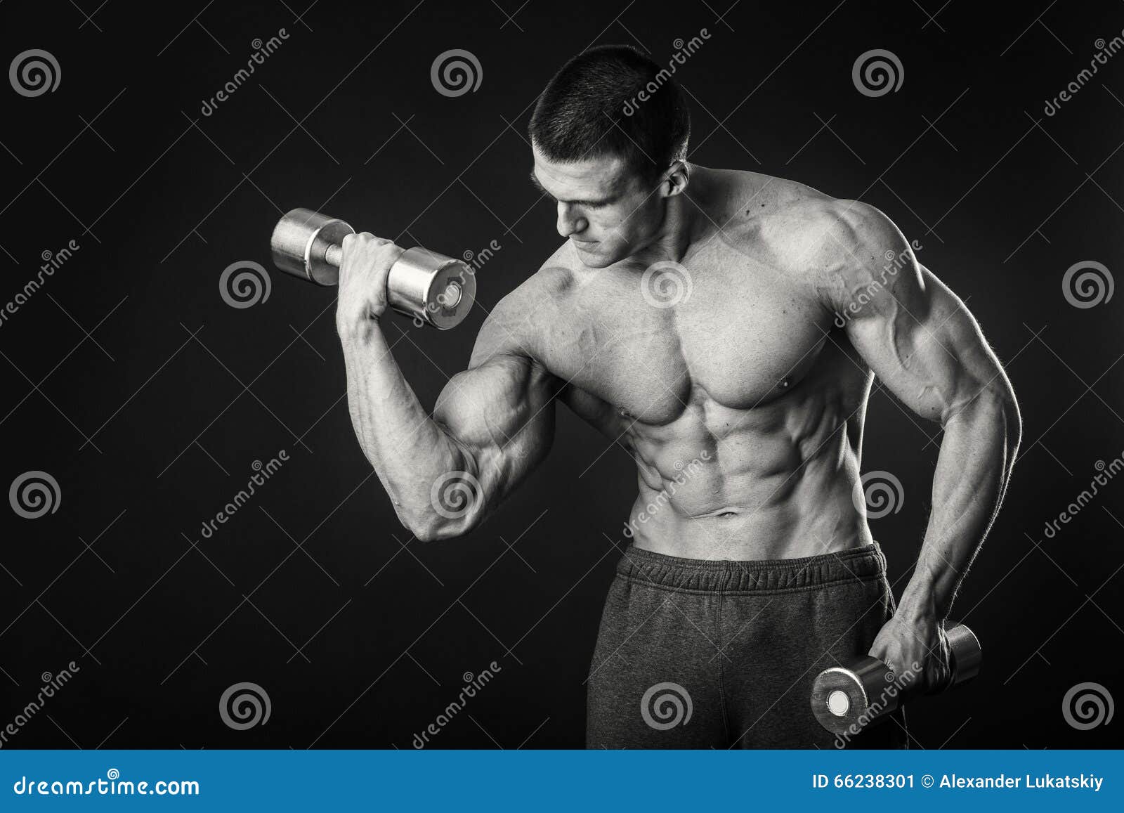 Muscular Man on a Dark Background Stock Image - Image of health ...