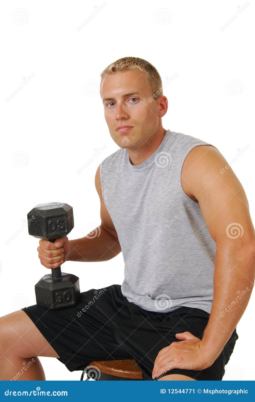 Muscular man with dumbells stock image. Image of bodybuilder - 12544771