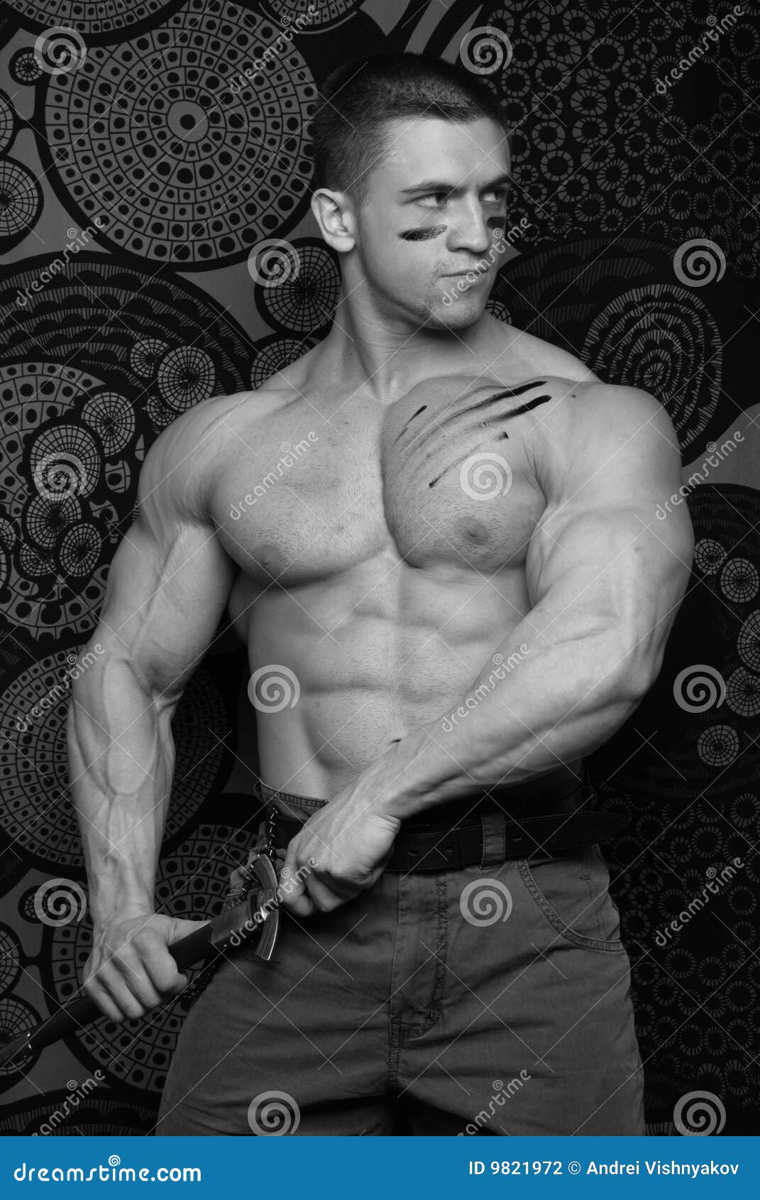 Muscular man with knife stock photo. Image of muscularity 9821972