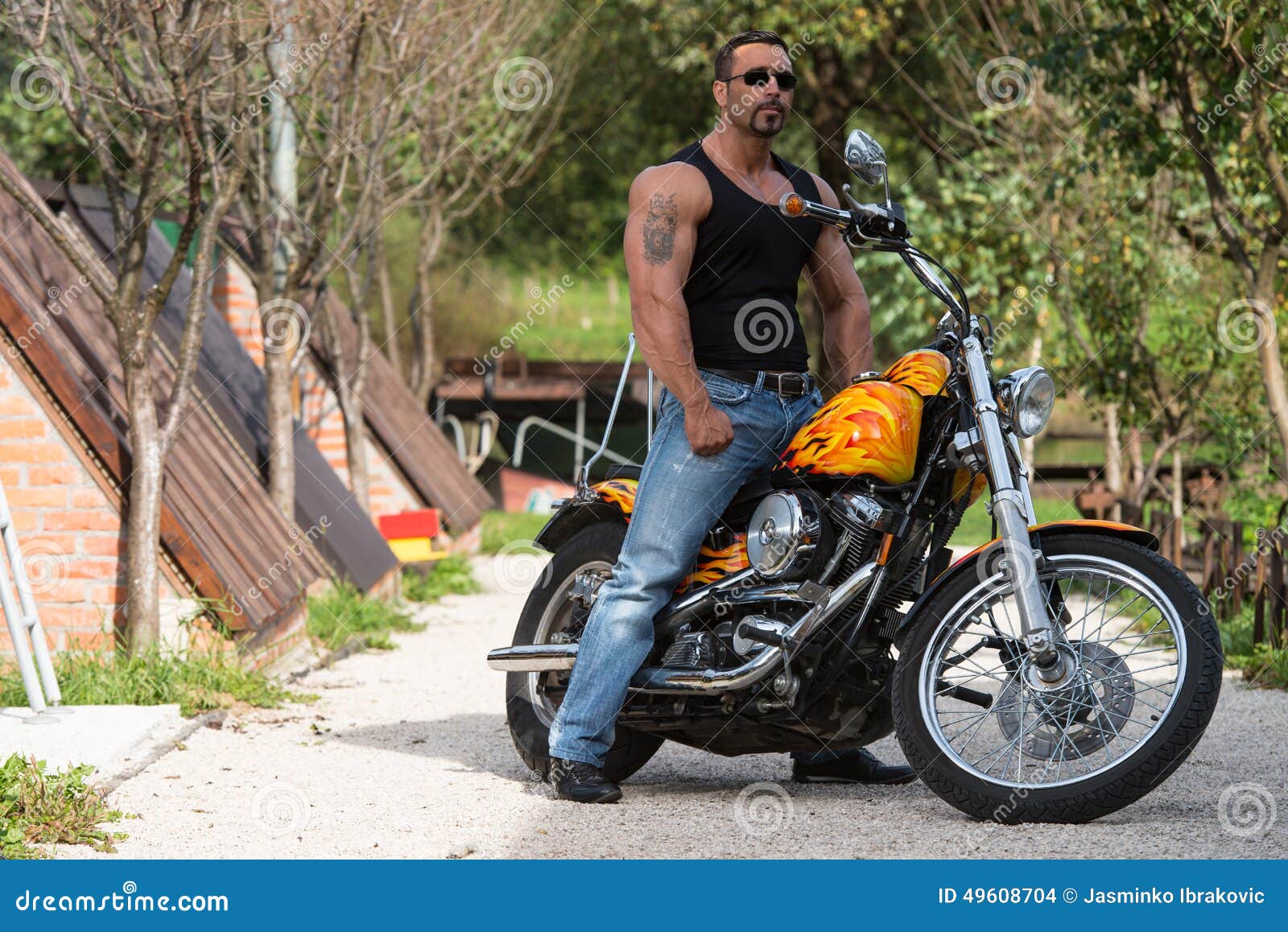 Man Reassembling Motorcycle Stock Photo - Image of labor 