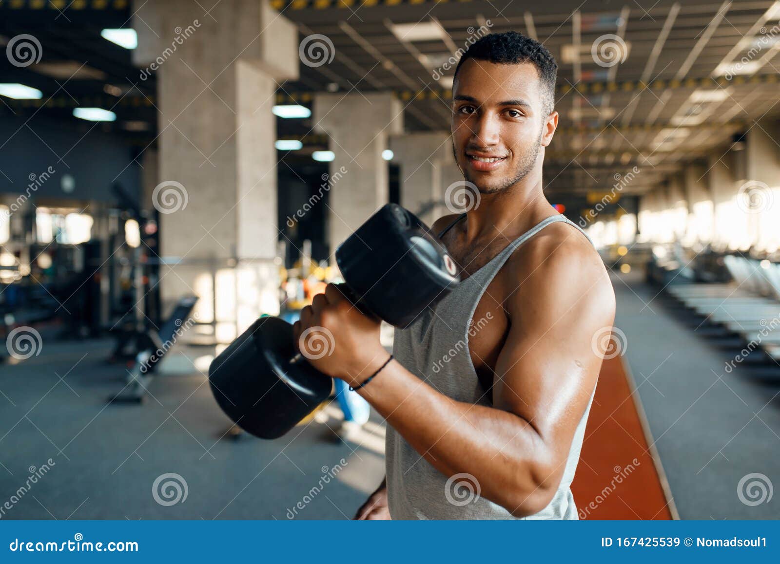 Faceless Young Woman Lifting Dumbbell In Standing Pose. 24950558 Vector Art  at Vecteezy
