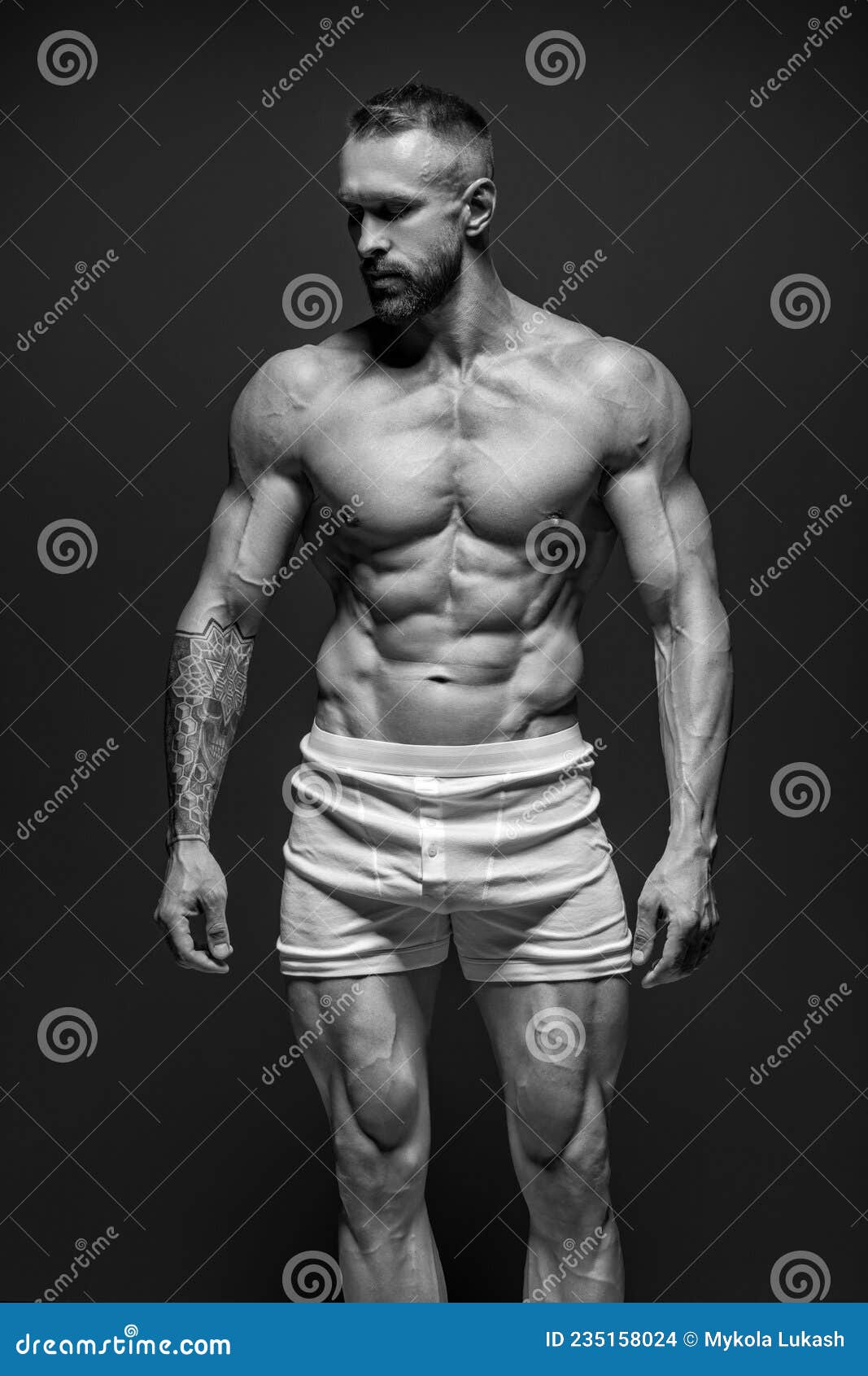 Muscular Man in Underwear. Handsome Male Model Wearing Boxer Briefs ...