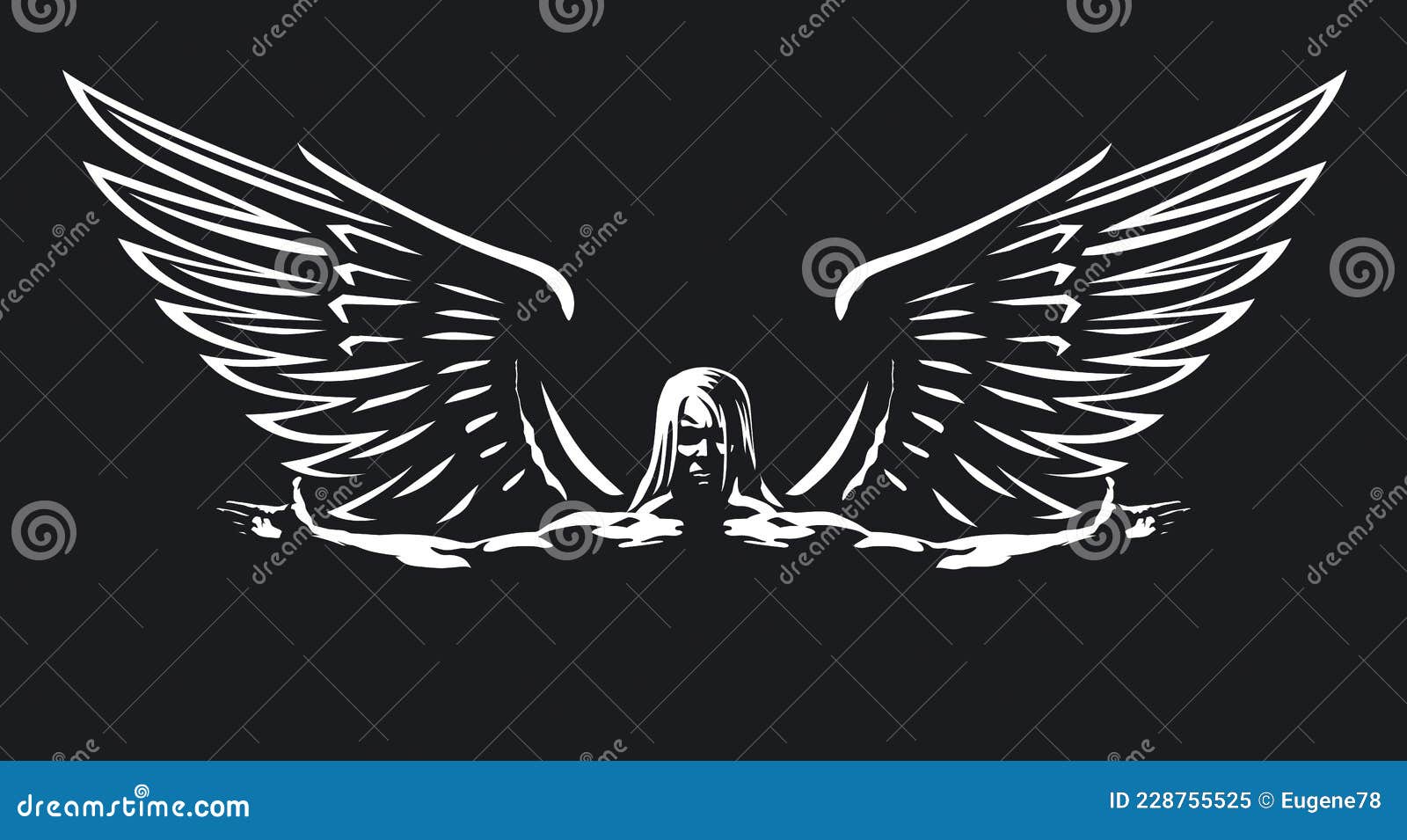 A Muscular Man with Wings and Sword Stock Vector Illustration of
