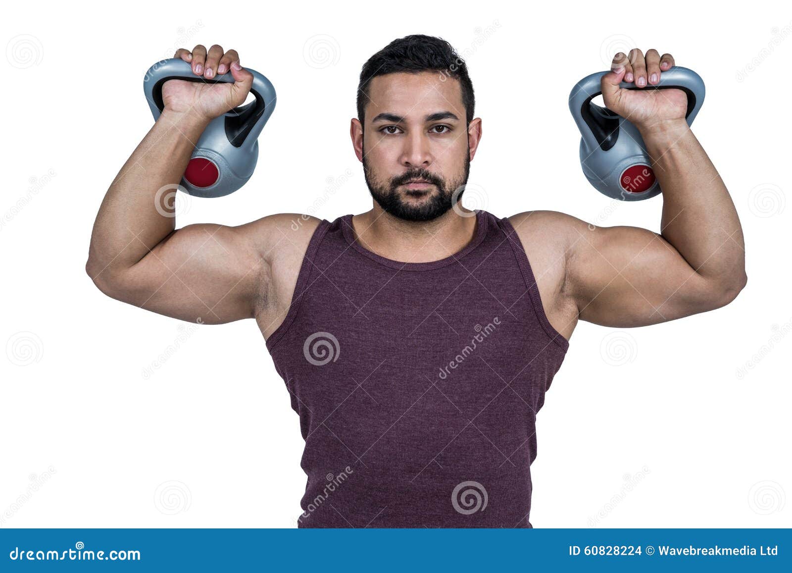 Muscular Serious Man Lifting Kettlebells Stock Photo Image of male