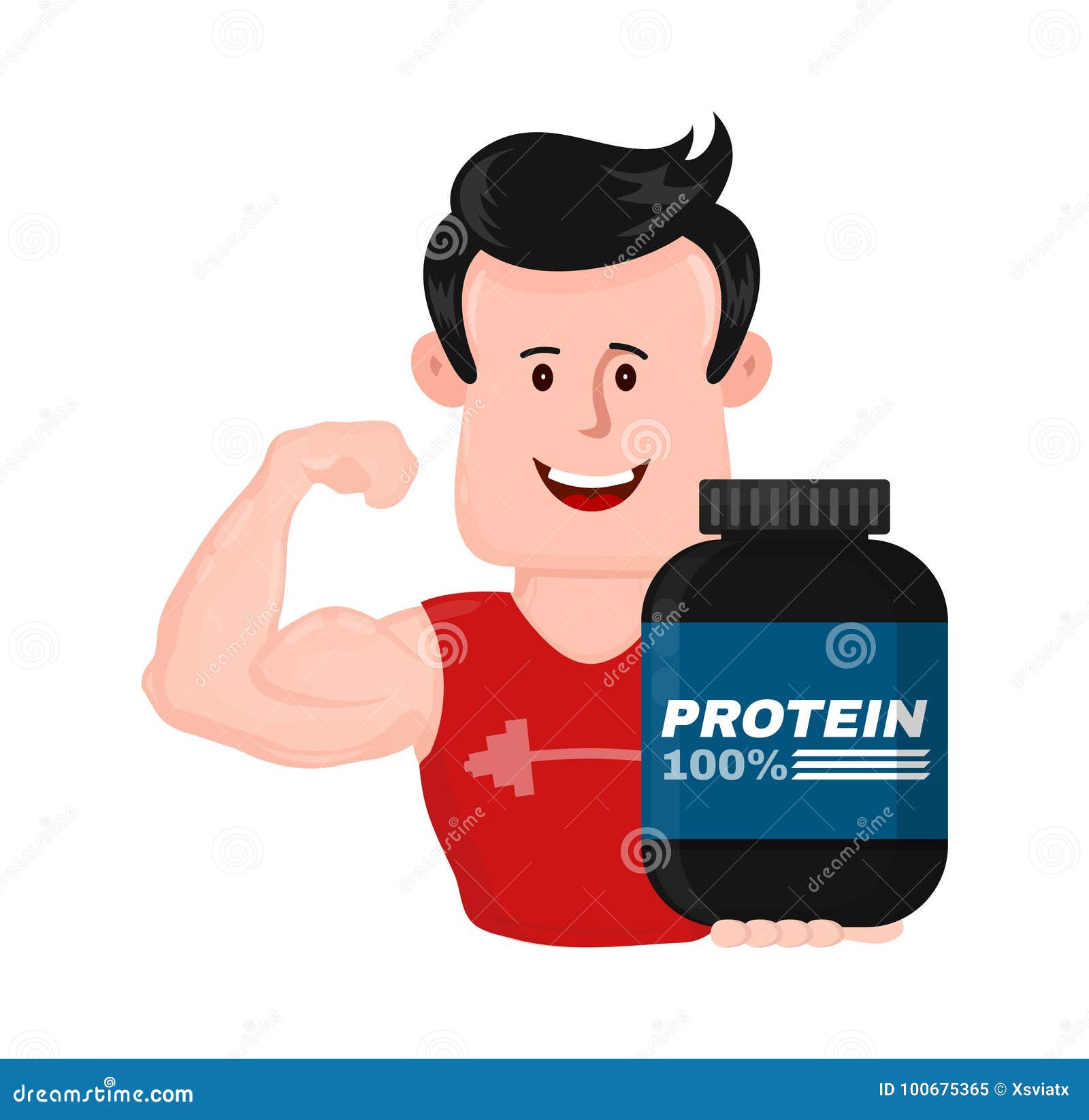 stromen helemaal Yoghurt Muscular Strong Fitness Man with Bank of Protein Stock Vector -  Illustration of healthy, beverage: 100675365
