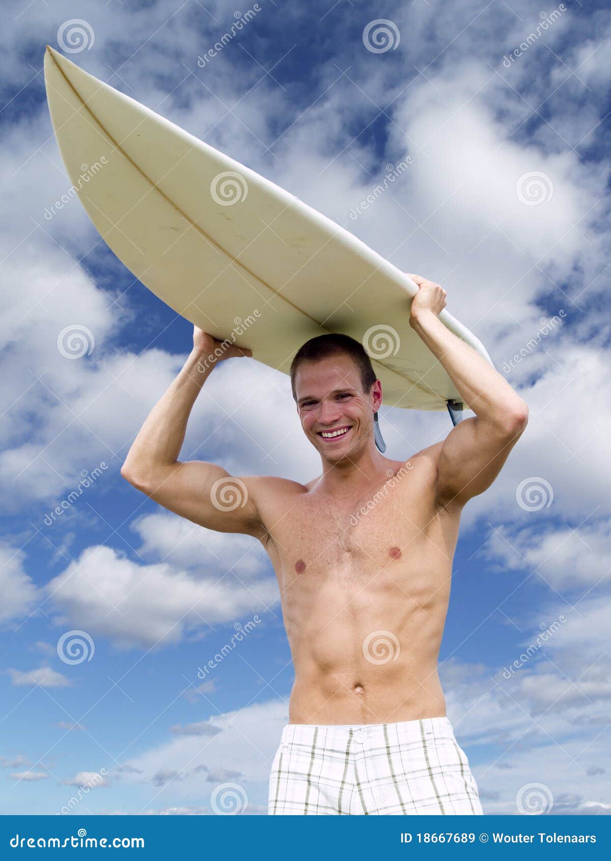 Muscular surfer dude stock image. Image of recreation - 18667689
