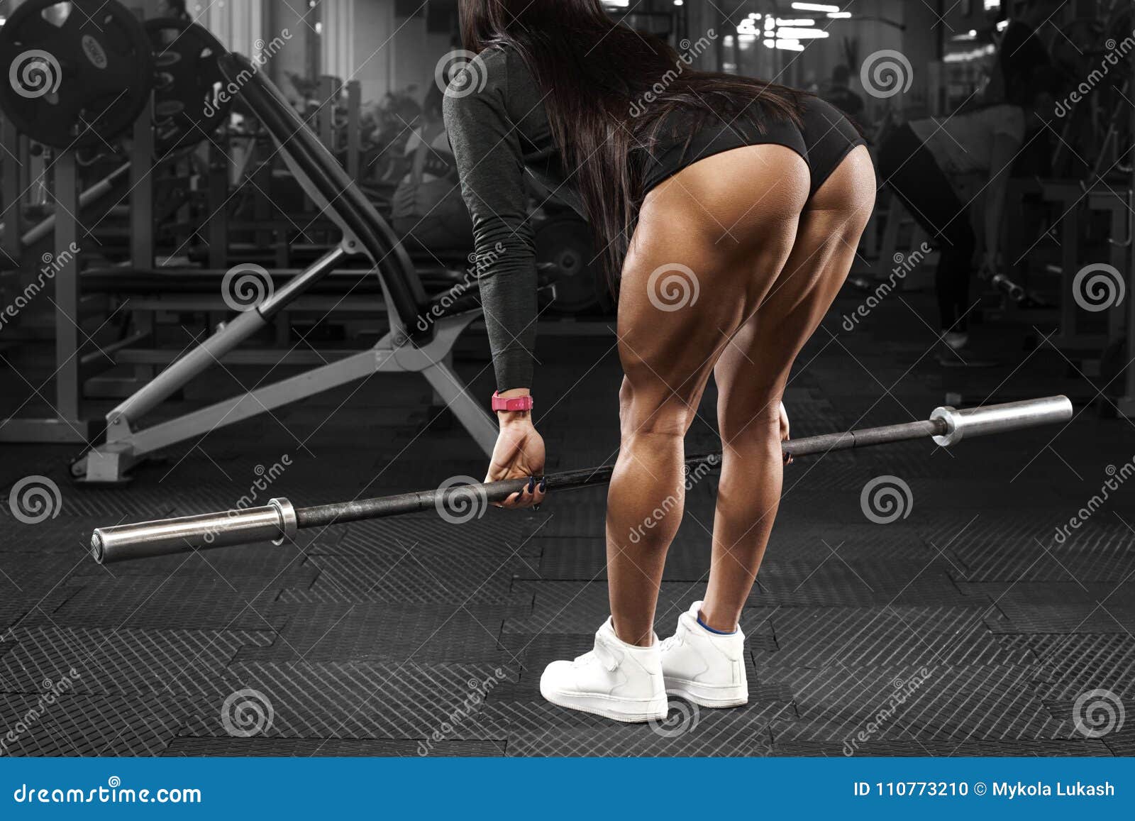 Muscular women big ass Muscular Woman In Gym Training Buttocks And Legs Workout In Thong Stock Photo Image Of Squats Training 110773210