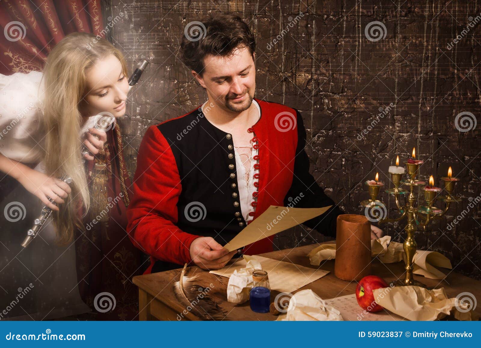 Muse inspires composer. stock image. Image of crown, hand 59023837