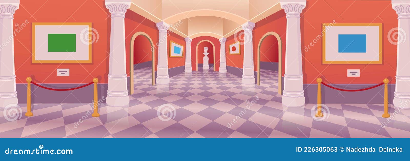 Museum Hall Art Gallery Vector Cartoon Interior Stock Vector - Illustration  of collection, culture: 226305063