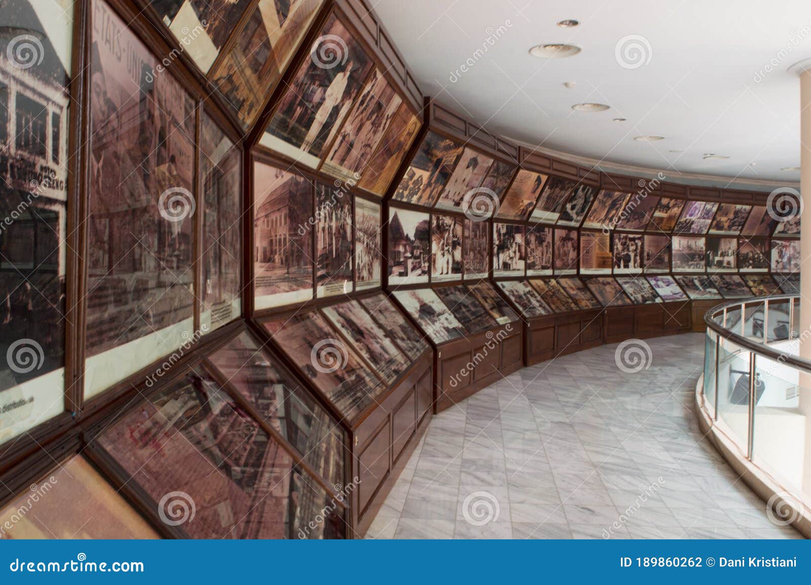 Museum Hallway Filled with Historic Photos Editorial Photography