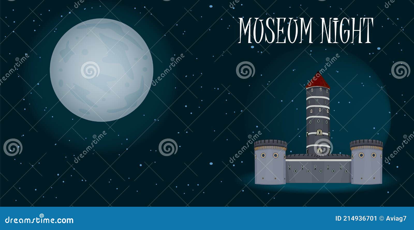 Museum Night. Ancient Castle at Starry Sky Background. Stock Vector -  Illustration of moon, copy: 214936701