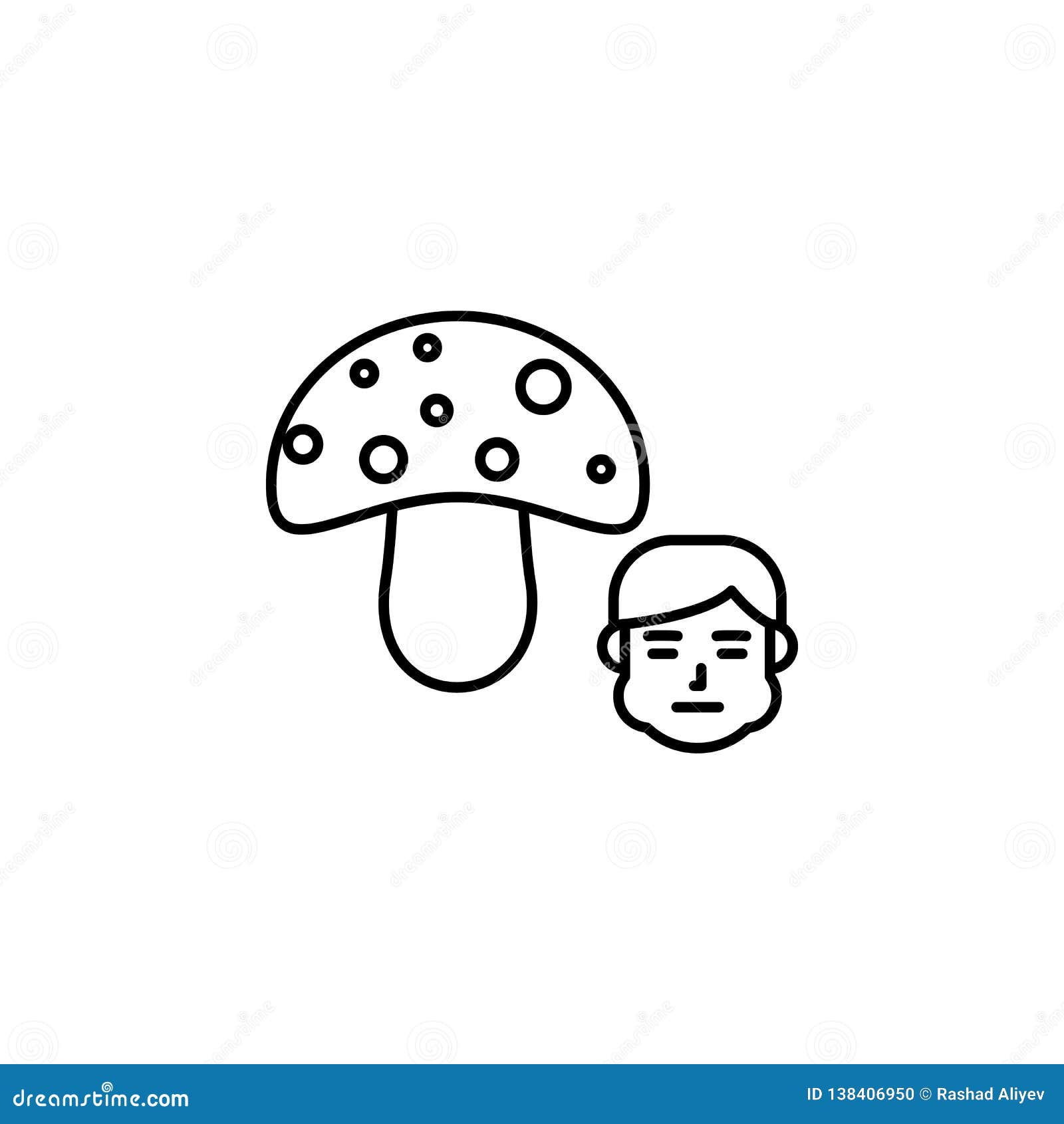 Mushroom, Allergic Icon. Element of Problems with Allergies Icon. Thin