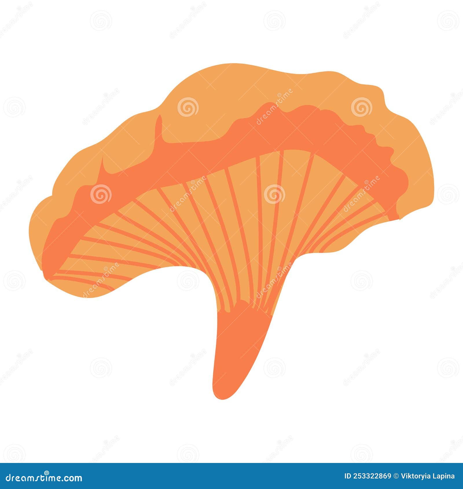 Mushroomchanterelle. Vector Illustration Isolated on White, Flat Style