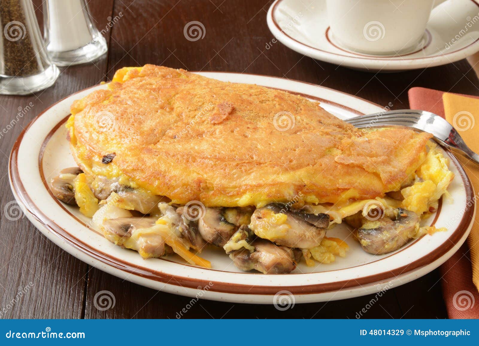 Mushroom cheese omelet stock image. Image of beverage 48014329