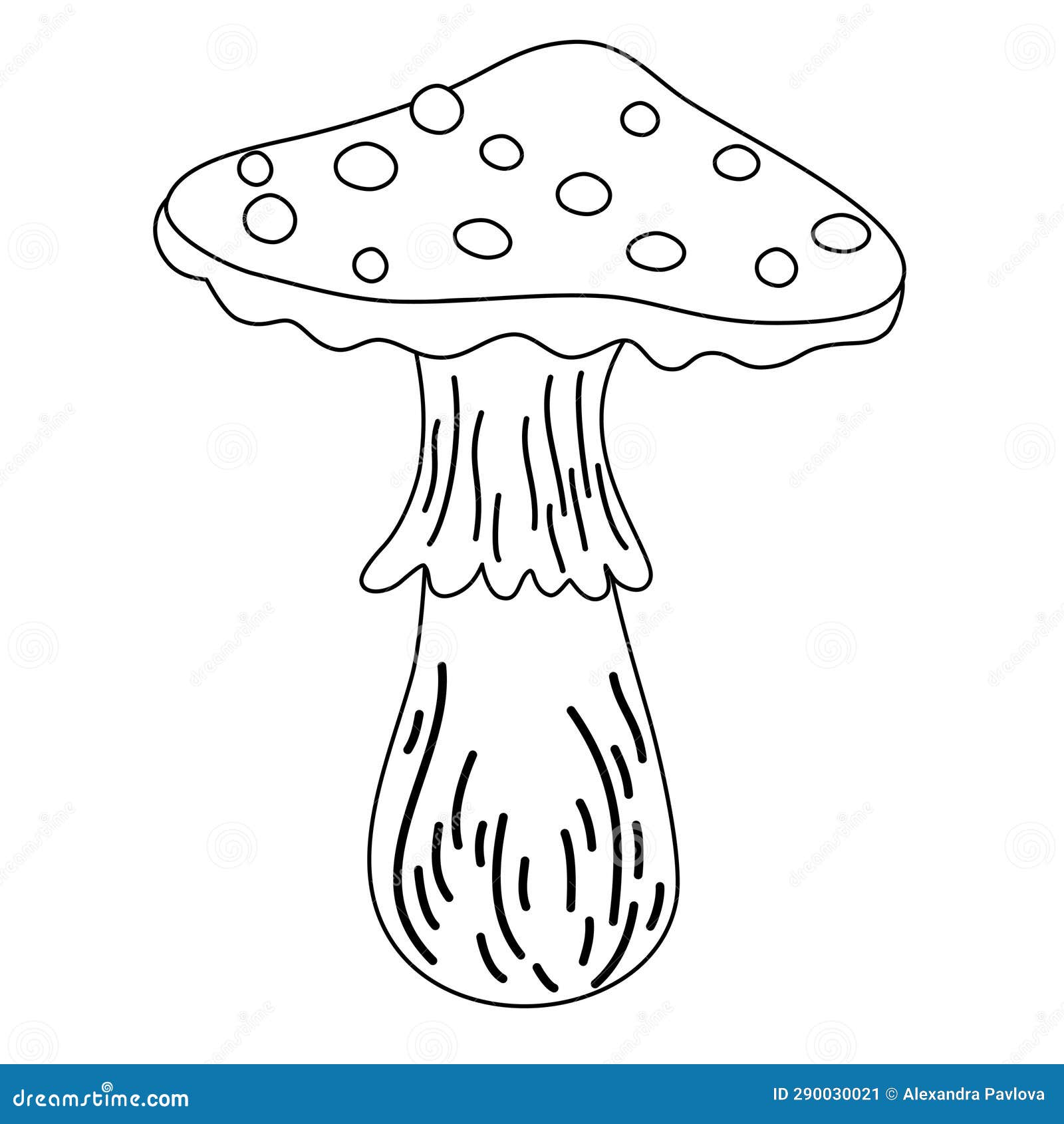 Mushroom Contour. Fly Agaric Mushroom Line and Cartoon Vector ...