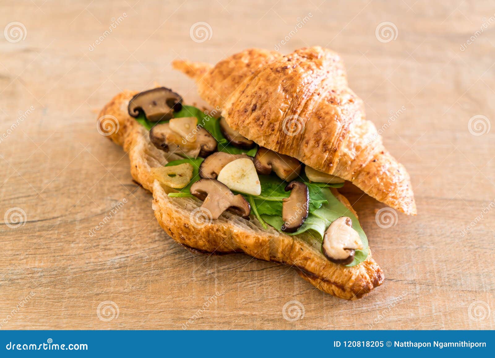 Mushroom Croissant Sandwich Stock Image Image Of Vegan Snack