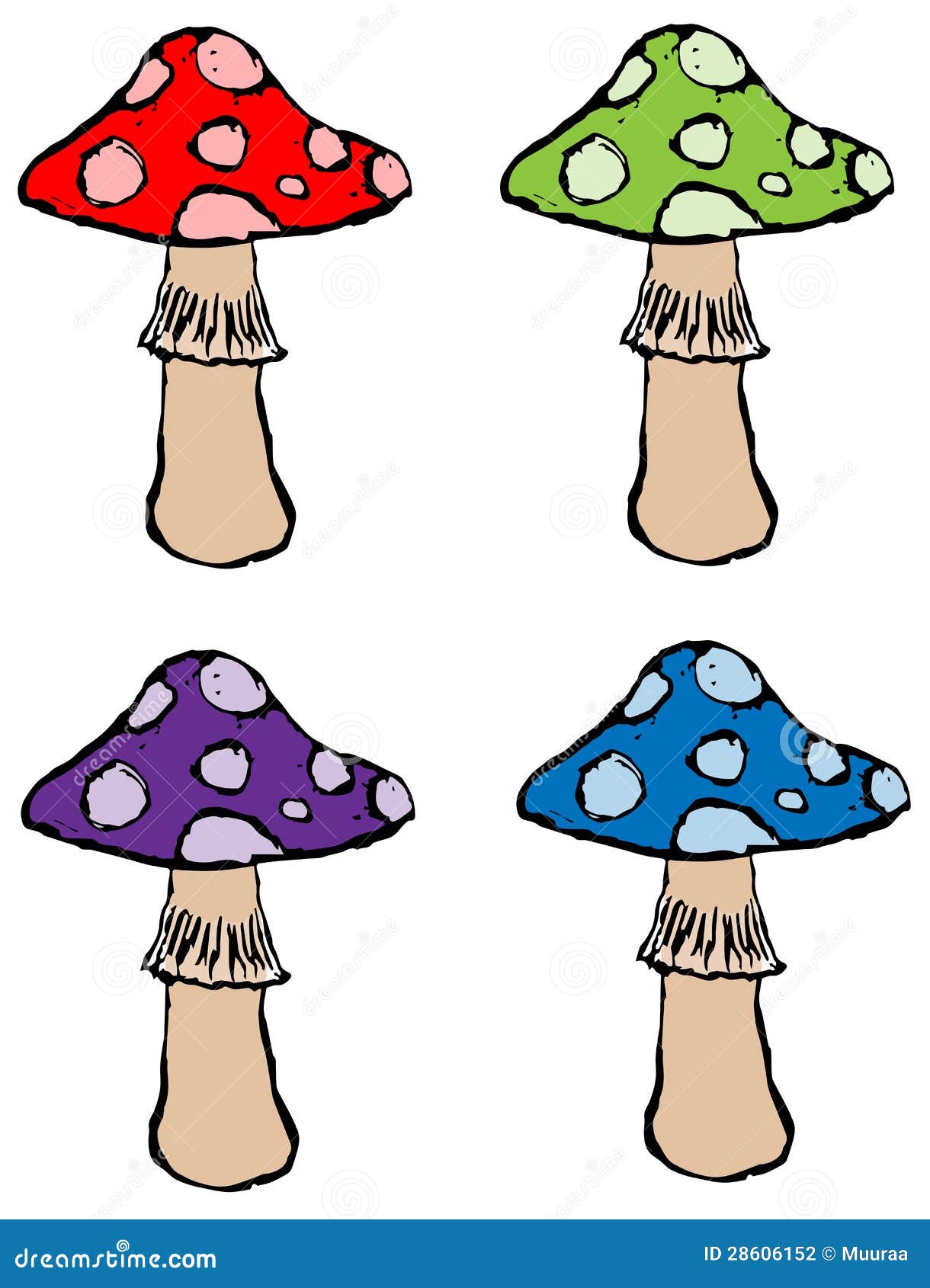 Mushroom - four colors stock vector. Illustration of cartoon - 28606152