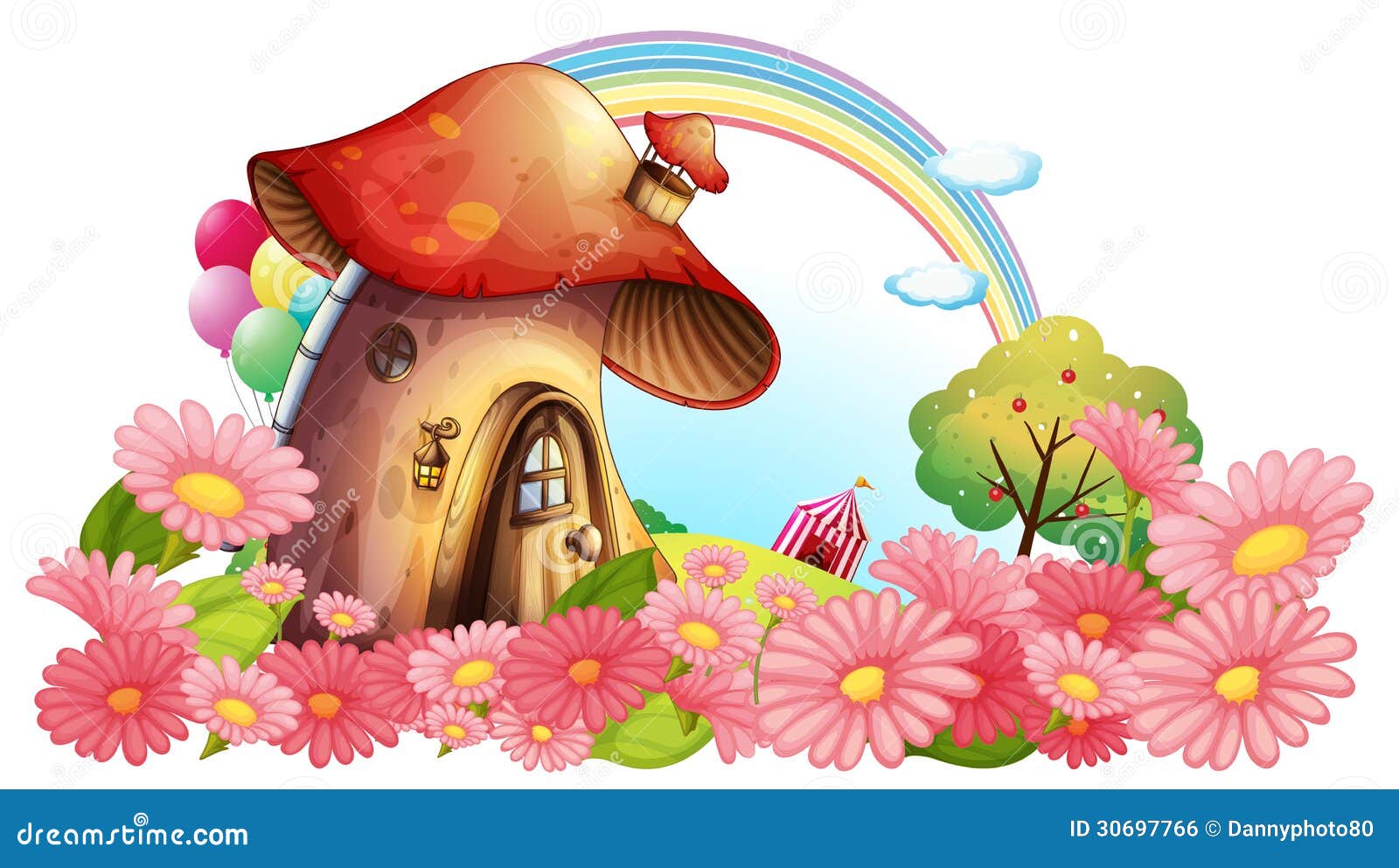 A Mushroom House with a Garden of Flowers Stock Vector ...