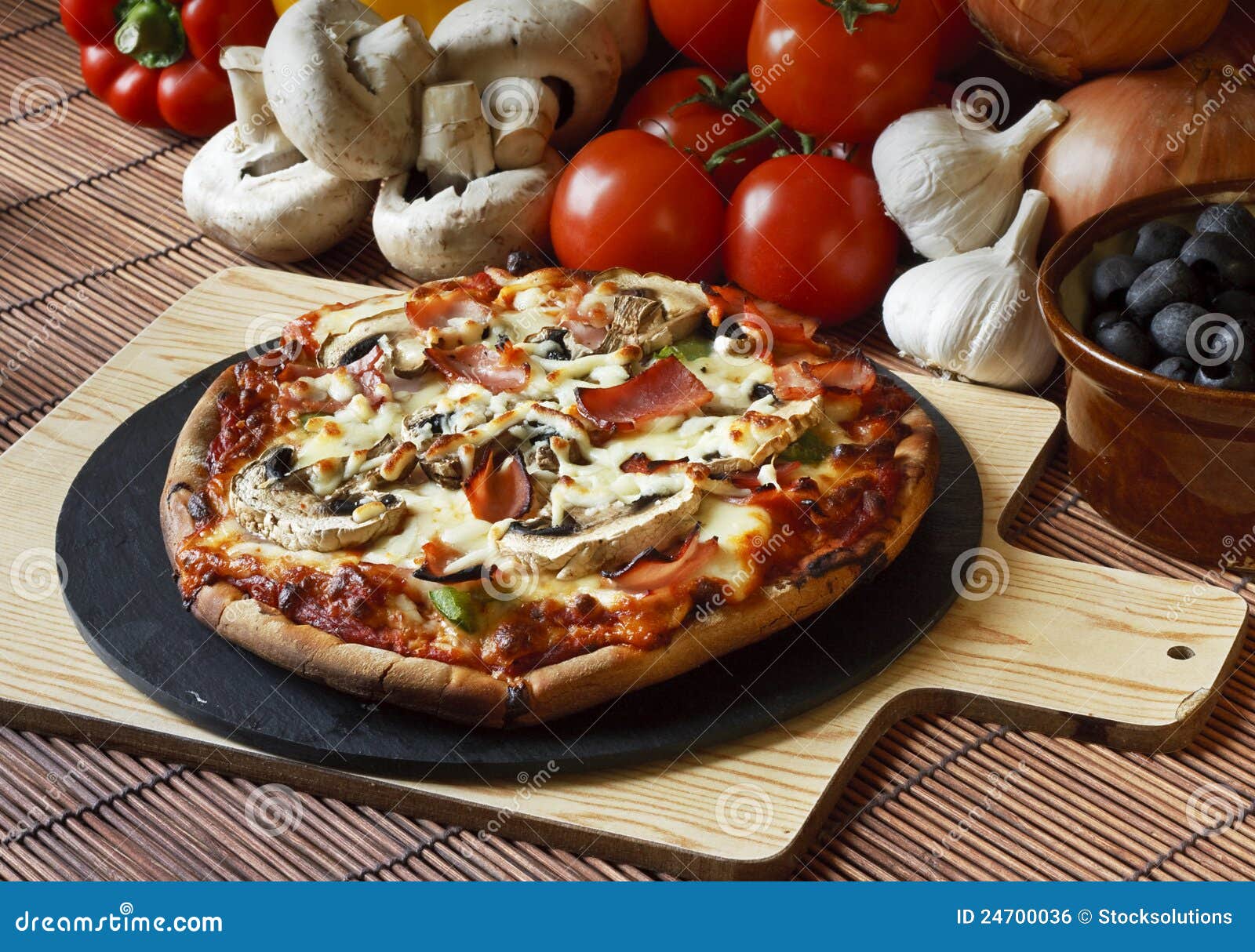 Mushroom Pizza, Pizza With Addition Of Edible Forest Mushrooms Porcini