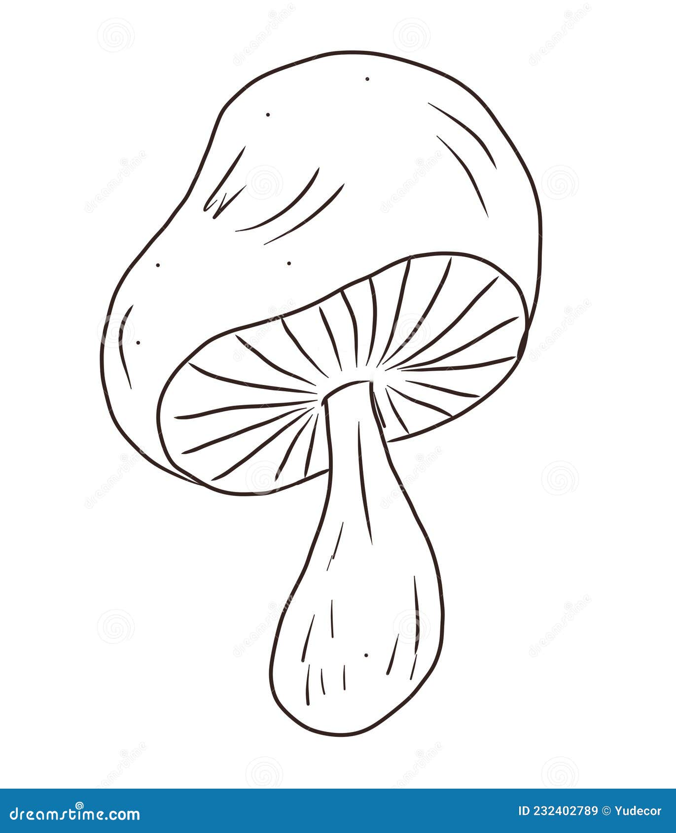 Mushroom Silhouette, Hand Drawing Illustration. Isolated on White ...