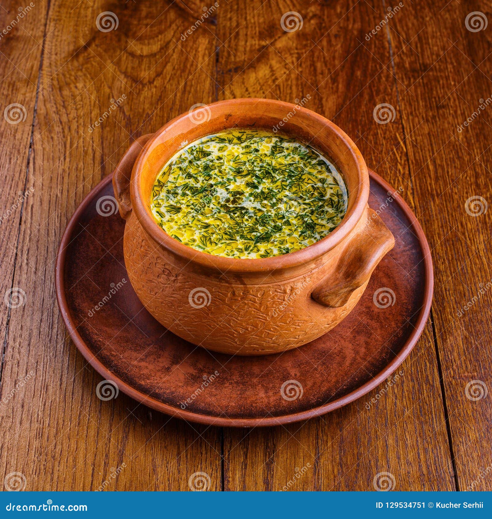 mushroom soup in a pot on a table