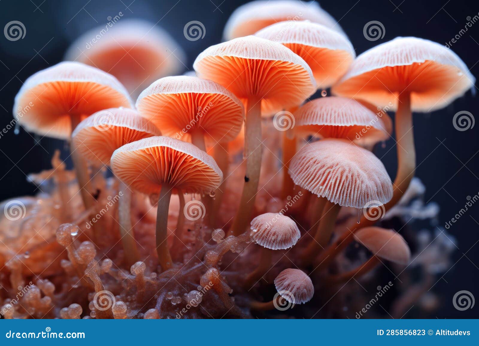 Mushroom Spores Under a Microscope for Identification Stock