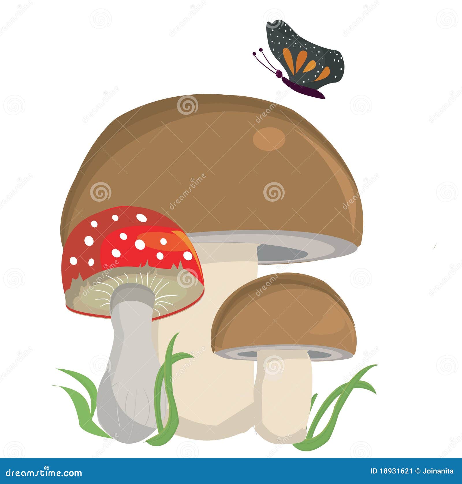 Mushrooms with butterfly stock vector. Illustration of nourishing 18931621